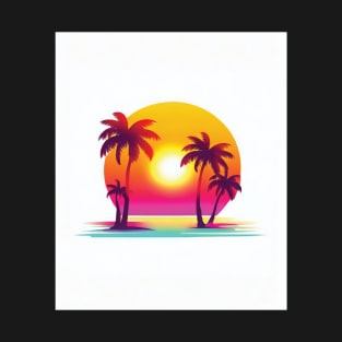 Retro Sunset with Palm Trees T-Shirt