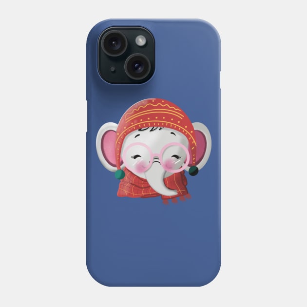 Cute Scarved Baby Elephant Phone Case by Miss Compass Hands 