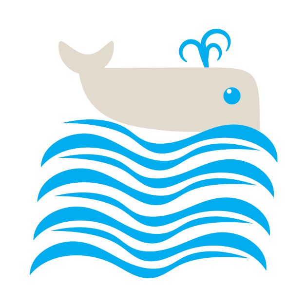 Whale Swimming Ocean Waves Cartoon by oknoki