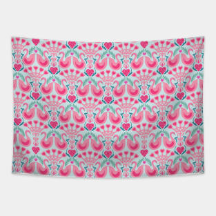 Pink Swan Love Valentine Pattern Tapestry