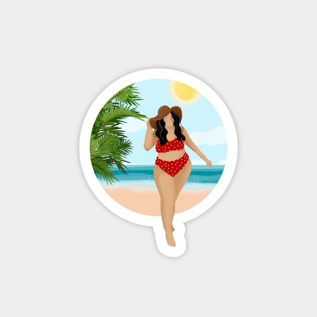 Beach Girl 4, Summertime illustration Magnet by gusstvaraonica