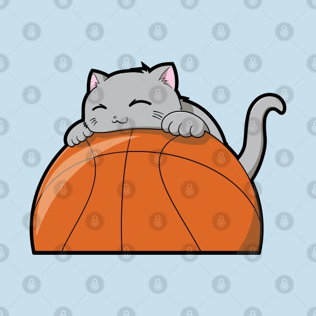 Cute Cat Hugging A Basketball by The Kitten Gallery