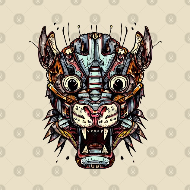 Robot Tiger Head Weirdcore by Ravenglow