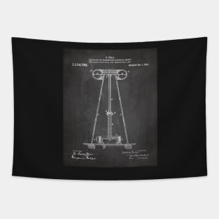 Tesla Transmitter Patent - Electrician Maker Workshop Art - Black Chalkboard Tapestry