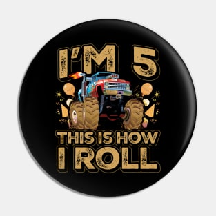 5 Year Old Boy Toddler Monster Truck Party 5th Birthday Pin