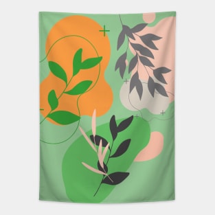 Abstract Shapes & Leaves Tapestry