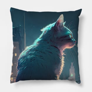 Cat Animal Portrait Painting Wildlife Outdoors Adventure Pillow