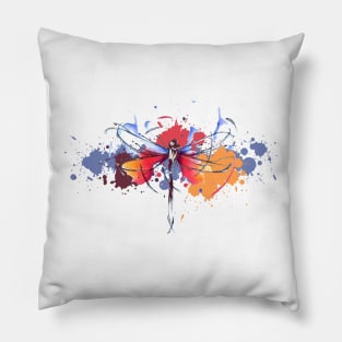 Rainbow Dragonfly - Watercolor Pillow