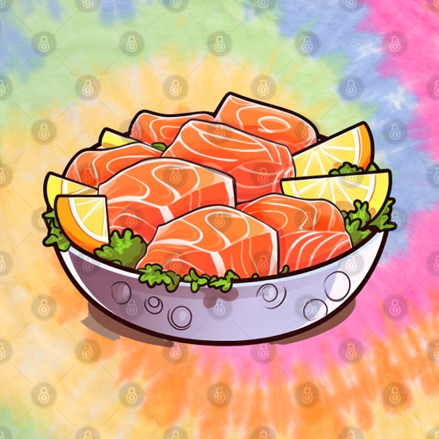 Feeling fancy with this fresh Japanese salmon sashimi by Pixel Poetry