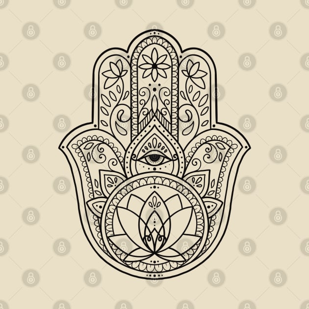 Hamsa Hand and Lotus Flower by Lorna Laine by Lorna Laine