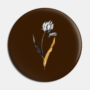 Black and Gold Leaf - Didier's Tulip - Vintage Botanical Pin