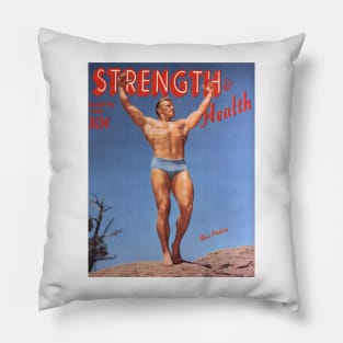 STRENGTH & HEALTH - Vintage Physique Muscle Male Model Magazine Cover Pillow