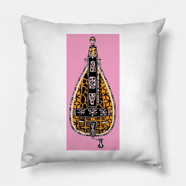 Hurdy-Gurdy with pink background Pillow by inkle