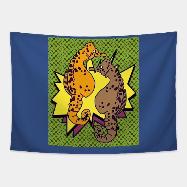 Seahorse Water Swim Badge Tapestry by flofin