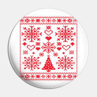 Christmas Lover Cross Pattern Sampler Artistic Design Red Pin