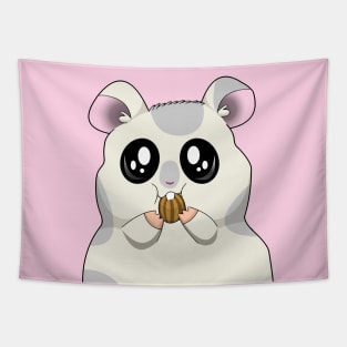 Cute Cartoon Hamster Eating Tapestry