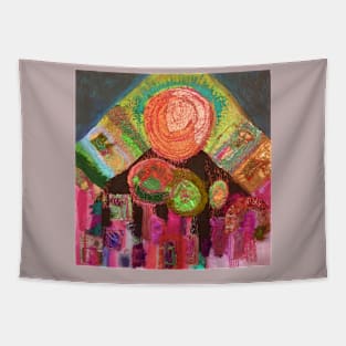 Contrasting Variations in Pink and Green Tapestry