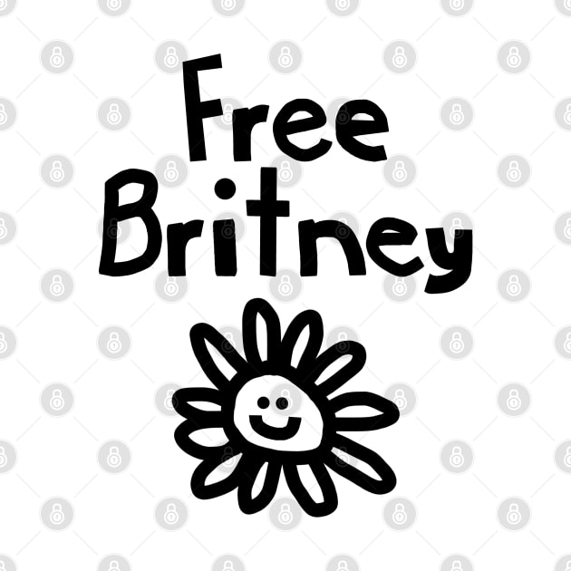 Free Britney Daisy Smiley Face Black by ellenhenryart