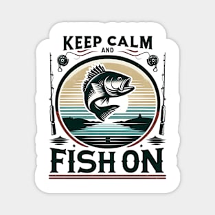 Keep Calm and Fish On Graphic Tee Magnet