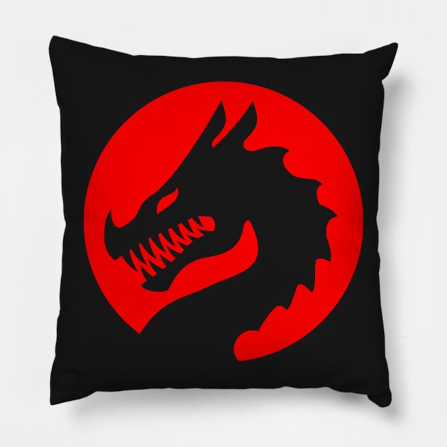 Red Luck Dragon Design, Luck Dragon Gifts Logo Design, Valkyrie War Dragon Pillow by LuckDragonGifts