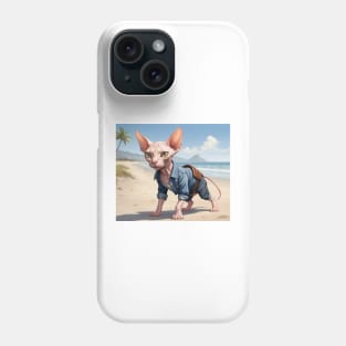 Sandy Paws and Denim: The Sphynx’s Day Out Phone Case