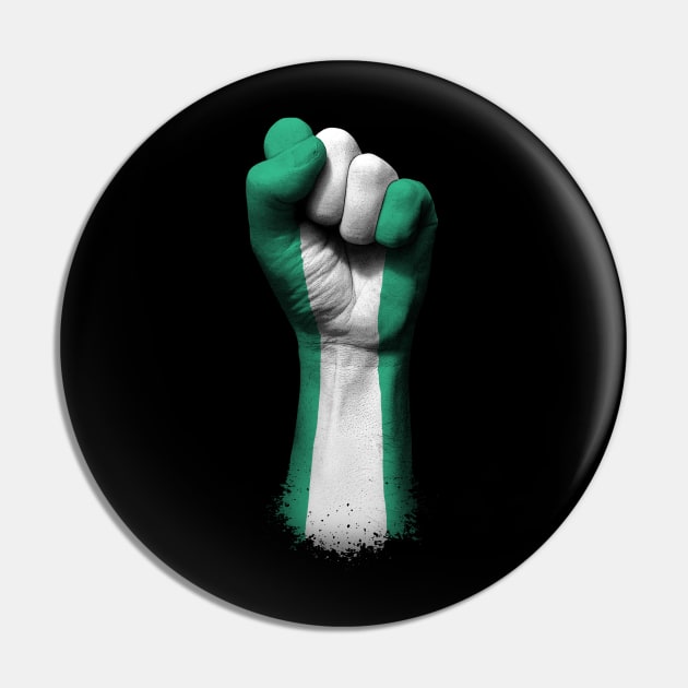 Flag of Nigeria on a Raised Clenched Fist Pin by jeffbartels