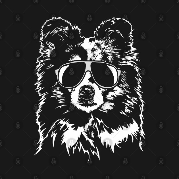 Funny Sheltie Shetland Sheepdog cool dog portrait by wilsigns