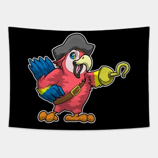 Parrot as pirate with Hook hand & Pirate hat Tapestry