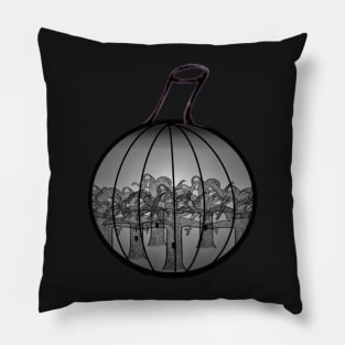 Spooky Forest Pumpkin Pattern (Black) Pillow