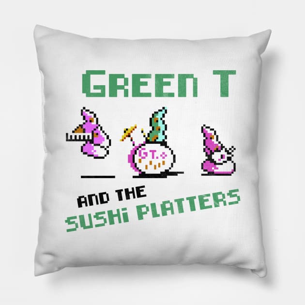 Green T and the Sushi Platters Pillow by karutees