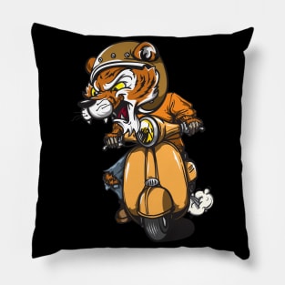 tiger rides a vespa Pillow