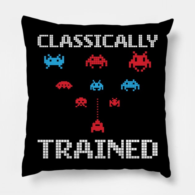 'Classically Trained' Funny 80's Video Game Icon Pillow by ourwackyhome