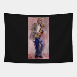 Jazzman and Saxaphone Player - man cave - kitchen Decor- Tapestry