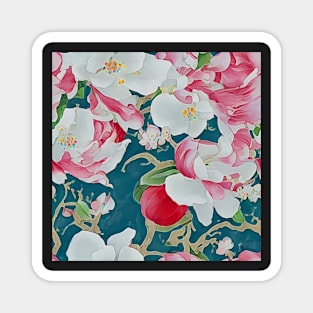 Magnolia flowers on bottle green Magnet