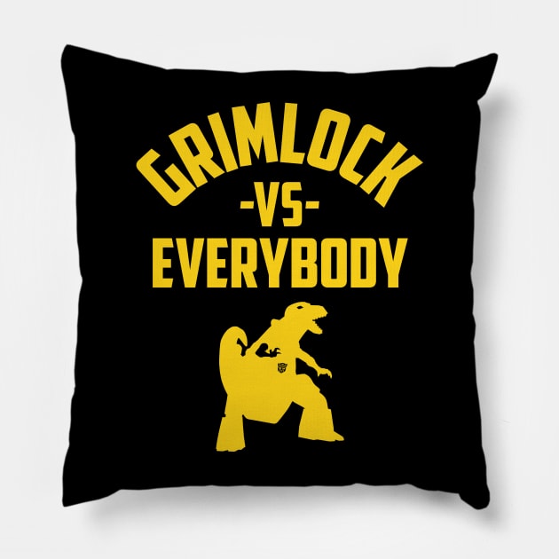 GRIMLOCK VS. EVERYBODY Pillow by ROBZILLA