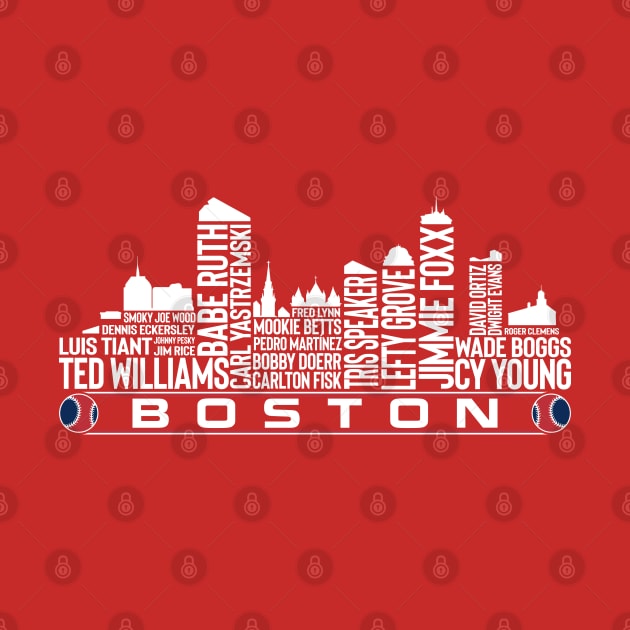 Boston Baseball Team All Time Legends, Boston City Skyline by Legend Skyline