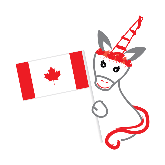 Canada Day Unicorn Holding The flag of Canada by sigdesign