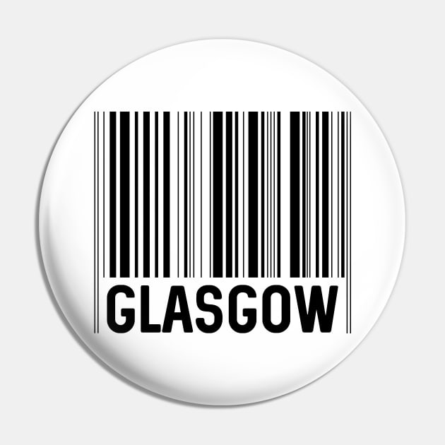 Glasgow Bar Code Design (Black) Pin by MacPean