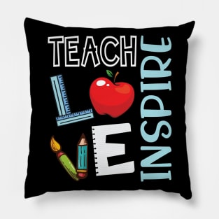 Teach Love Inspire Happy Teacher Day To Me You Students Pillow