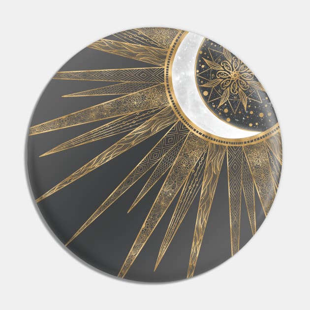 Elegant Gold Doodles Sun Moon Mandala Design Pin by NdesignTrend