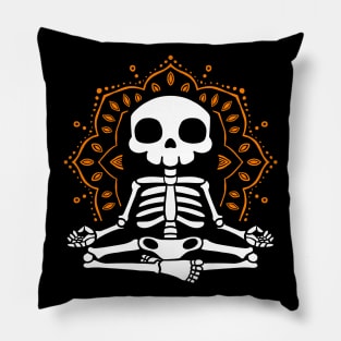 Meditating Skeleton Lotus Mandala Yoga Lover Gift Pillow