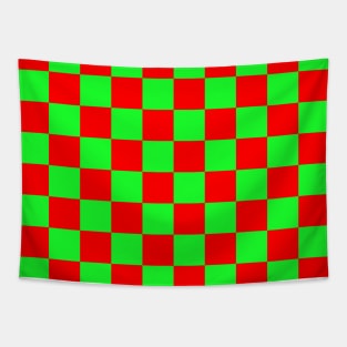 Checkerboard Square Seamless Pattern - Green & Red Tapestry