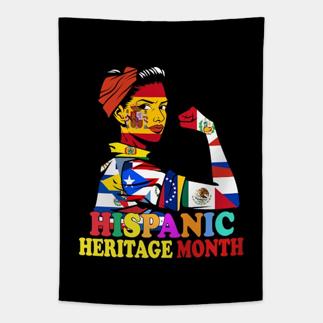 Hispanic Heritage Month Shirt For Women Latin Countries Flags Proud Spanish Speaking American Tapestry by dianoo