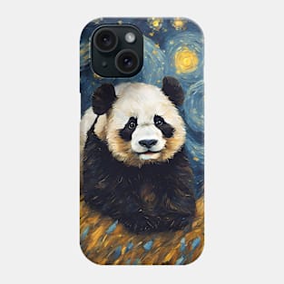 Cute Panda Animal Painting in a Van Gogh Starry Night Art Style Phone Case