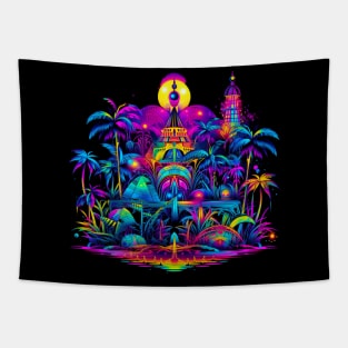 Neon Paradise Color Sunset Tapestry