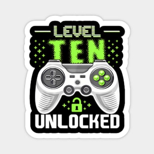 Level 10 Unlocked Video Gamer 10th Birthday Magnet