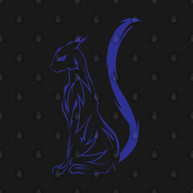 blue tribal cat tattoo by MINOUCHSTORE