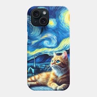 The red cat and the starry night Phone Case