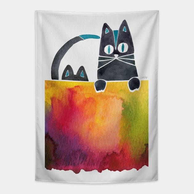 Cat in a box Tapestry by CatCoq