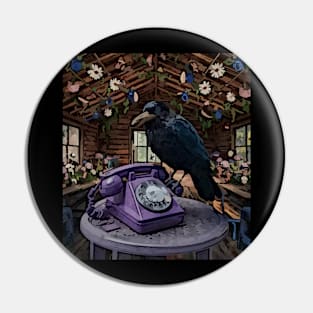 watercolor crow wants a phone Pin